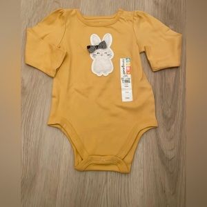 Bunny baby girl mustard onesie